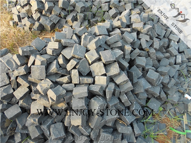 All Sides Natural Split Cube/Cobble Stone Zhangpu Black, Black Basalt,Zp Black ,All Sides Natural Split Cube/Cobble/Flooring/Walling/Pavers
