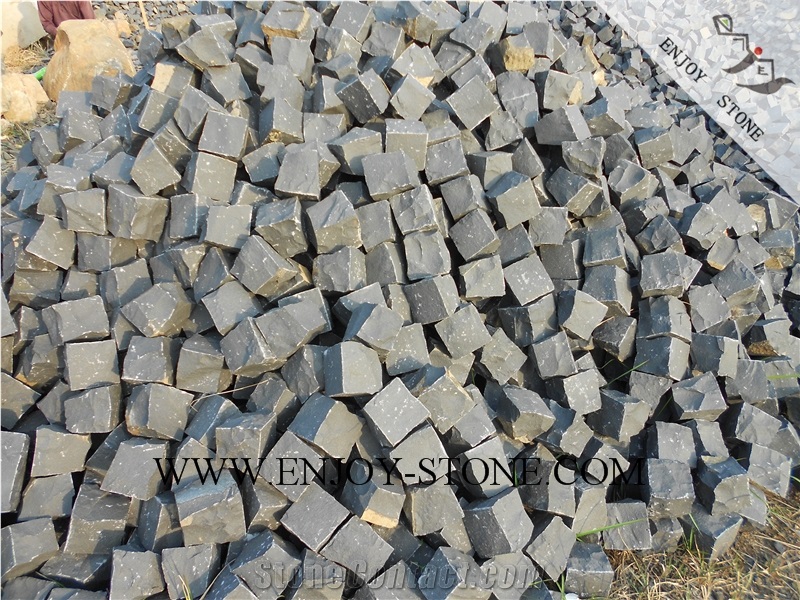 All Sides Natural Split Cube/Cobble Stone Zhangpu Black, Black Basalt,Zp Black ,All Sides Natural Split Cube/Cobble/Flooring/Walling/Pavers