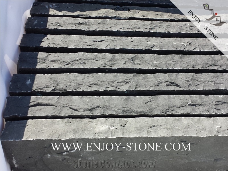All Sides Natural Split Zhangpu Black, Black Basalt,Zp Black , Six Sides Natural Split Palisades