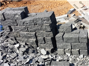 All Sides Natural Split Zhangpu Black, Black Basalt,Zp Black , Six Sides Natural Split Palisades