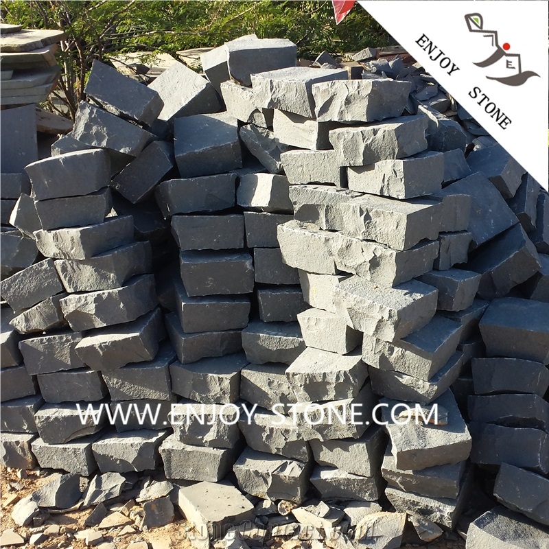 Black Basalt Natural Cobble Stone,Basaltina Walkway Paver,Cube Stone