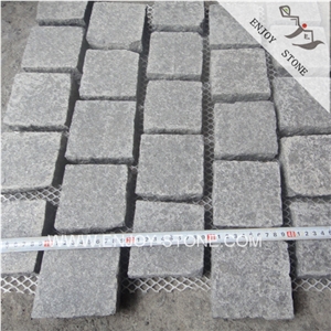 Brick Type Meshed G684 Black Flamed Granite Pavers, Raven Black Granite Paver on Mesh, Black Stone Cobblestone,Paving Stone for Driveway,Walkway Paving,Cobbles with the Mesh