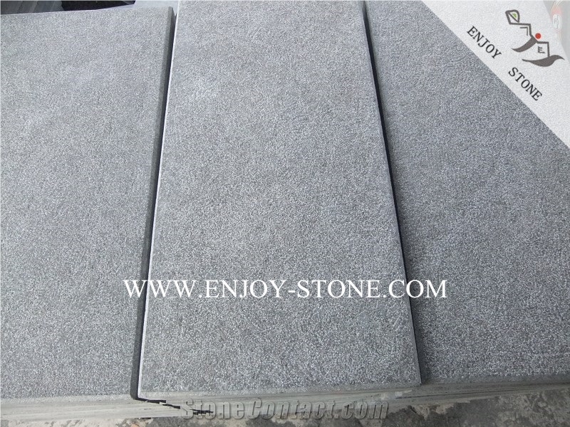 Bush Hammered Finish G684 Black Pearl Basalt,Lava Stone Tiles,Andesite Wall Tiles,Fuding Black Basalt Floor Covering Tiles&Slabs