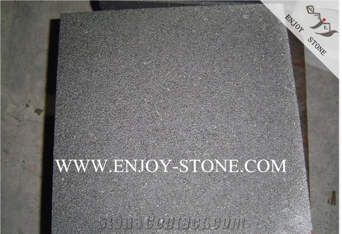 Bush Hammered Finish G684 Black Pearl Basalt,Lava Stone Tiles,Andesite Wall Tiles,Fuding Black Basalt Floor Covering Tiles&Slabs