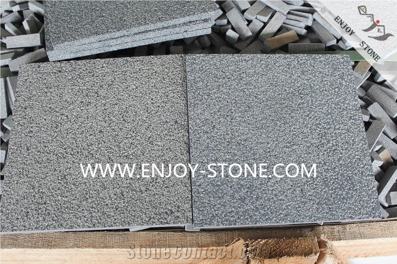 Bush Hammered Finish Hainan Black Bluestone, Hn Basalt Slabs & Tiles, Basaltina, Basalto