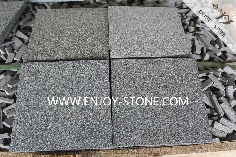 Bush Hammered Finish Hainan Black Bluestone, Hn Basalt Slabs & Tiles, Basaltina, Basalto