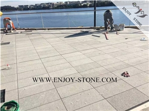 Bush Hammered Surface G654 Pangda Dark Grey Granite,Sesame Black Granite for Outdoor Wall Covering,Flooring Tiles&Slabs