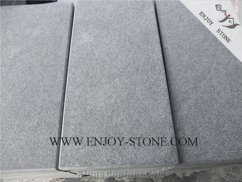 Bush Hammered Tile G684 Fuding Black, Black Basalt, Black Pearl Basalt, Black Basalt, Bushhammered Tile/Cut to Size,Bushhammered Slabs/Flooring/Walling/Pavers