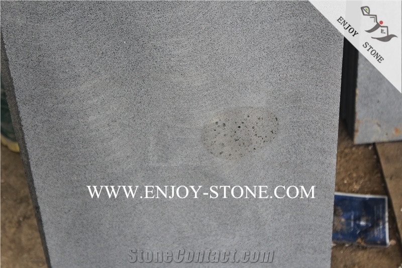 China Black Bluestone,Hainan Black Bluestone with Cat Paws/Honeycombs,Machine Cut/Sawn Cut Lava Stone Wall Tiles,Basalto Floor Covering Tiles