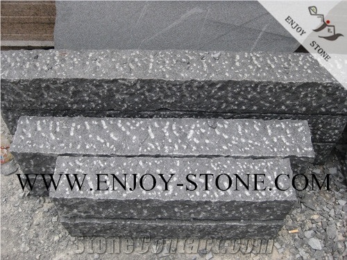 China Black Granite G684,Black Pearl Granite Pavers,Granite Cube Stone,All Sides Pineapple Finish Terrace Floors