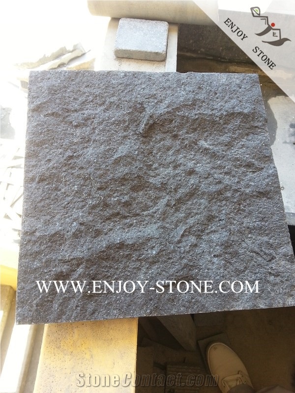 China G684 Black Basalt,Fuding Black Pearl Basalt,Cleft/Natural Split Surface Sides Cut Cube Stone,Garden Stepping Pavements,Exterior Paving Pattern