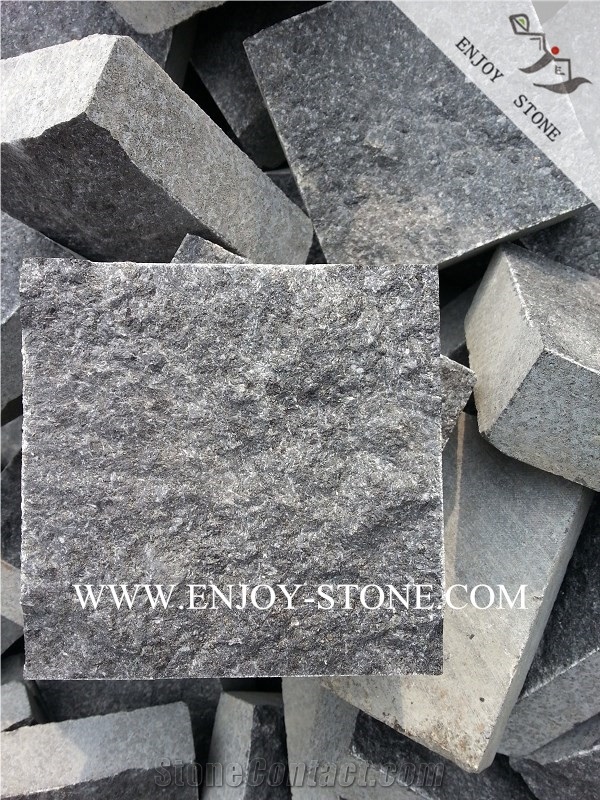 China G684 Black Basalt,Fuding Black Pearl Basalt,Cleft/Natural Split Surface Sides Cut Cube Stone,Garden Stepping Pavements,Exterior Paving Pattern