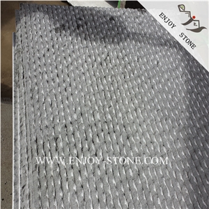 China Gray Basalt Wall Cladding,Grooved and Split Walling Tiles,Grey Bluestone Covering Tiles