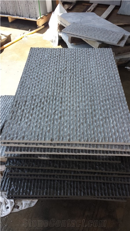 China Gray Basalt Wall Cladding,Grooved and Split Walling Tiles,Grey Bluestone Covering Tiles