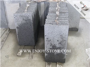 China Grey Volcanic Lava Stone,Machine Cut/Sawn Cut Hainan Big Holes Basalto Tiles&Slabs for Wall Covering, French Pattern