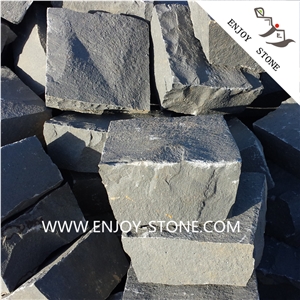 China Zhangpu Grey Basalt Split Cobblestone,Basaltina Cubestone,Bluestone Paver,Paving Stone