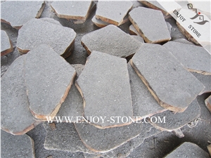 China Zhangpu Random Flagstone, Flamed Black Basalto Patio Pavers, Irregular Driveway/Walkway Pavers