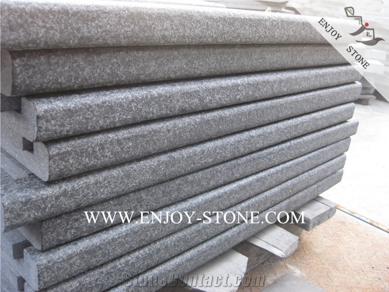 Curved G684 Swimming Pool Border,Flamed Rebated Bullnose Edge Pool Pavers,Fuding Black,G684 Black Pearl Swimming Pool Decks