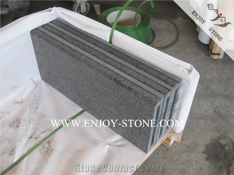 Curved G684 Swimming Pool Border,Flamed Rebated Bullnose Edge Pool Pavers,Fuding Black,G684 Black Pearl Swimming Pool Decks