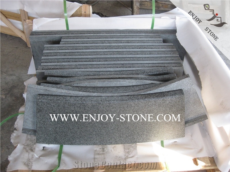 Curved G684 Swimming Pool Border,Flamed Rebated Bullnose Edge Pool Pavers,Fuding Black,G684 Black Pearl Swimming Pool Decks