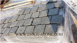 Flamed Cube/Cobble with Mesh Stone Zhangpu Black, Black Basalt,Zp Black ,Flamed Cube/Cobble/Flooring/Walling/Pavers