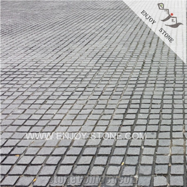 Flamed Finish Non Slip Black Cube Stone,Outdoor Driveways Paving Stone,Pearl Black Granite Side Stone