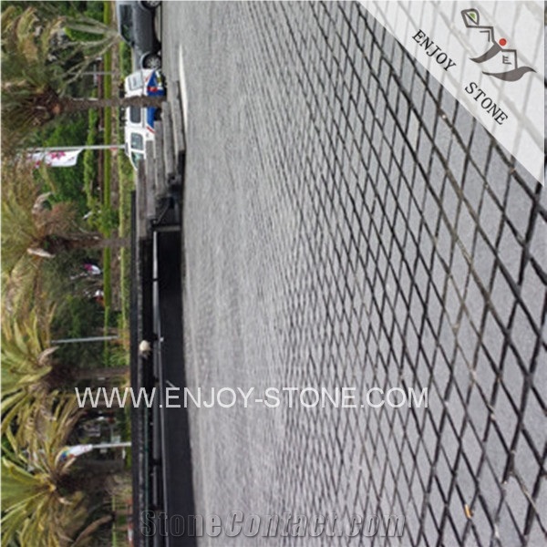 Flamed Finish Non Slip Black Cube Stone,Outdoor Driveways Paving Stone,Pearl Black Granite Side Stone