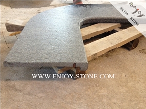 Flamed Finish Rebated Bullnose Edging Pool Coping Tiles,Black Pearl Basalt Pool Terraces,Curved Pool Pavers,Basalt Swimming Pool Coping
