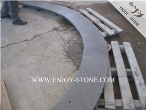 Flamed Finish Rebated Bullnose Edging Pool Coping Tiles,Black Pearl Basalt Pool Terraces,Curved Pool Pavers,Basalt Swimming Pool Coping