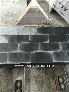 Flamed+Tumbled Finish China Black Pearl Granite,G684 Fuding Black Granite Cobble Stone,Landscaping Patio Pavers,Road Side Floor Covering Pavers