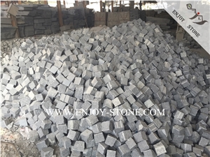G654 Padang Dark Grey Cube Stone,Sesame Grey Cobblestone, All Natural Split Driveway/Walkway Paving,Garden Stepping Pavement