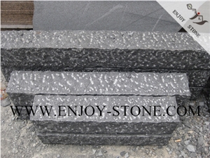 G684 Balck Granite Six Sides Pineapple Finish Paving Set,Black Pearl Garden Stepping Pavement,Rough Picked Exterior Pattern,,Landscaping Decoration