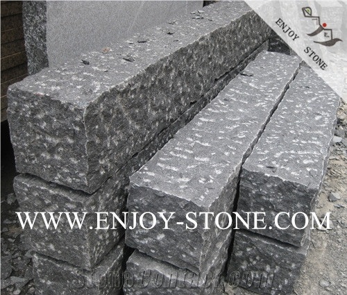 G684 Balck Granite Six Sides Pineapple Finish Paving Set,Black Pearl Garden Stepping Pavement,Rough Picked Exterior Pattern,,Landscaping Decoration