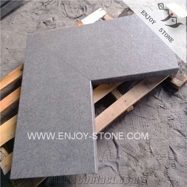 G684 Black Basalt,Pearl Black Flamed Coping Corner Pieces,Coping Stone,Swimming Pool Coping Solid Pieces