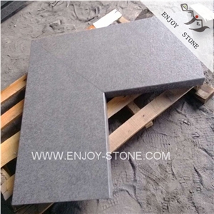 G684 Black Basalt,Pearl Black Flamed Coping Corner Pieces,Coping Stone,Swimming Pool Coping Solid Pieces