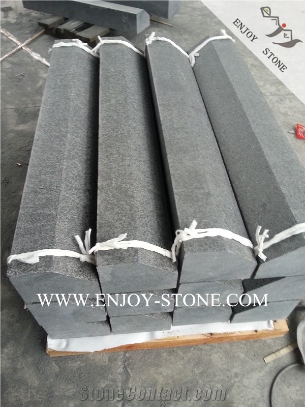 G684 Black Pearl Basalt Kerbstones,Flamed Road Side Stone,Fuding Black Kerbs/Curbs