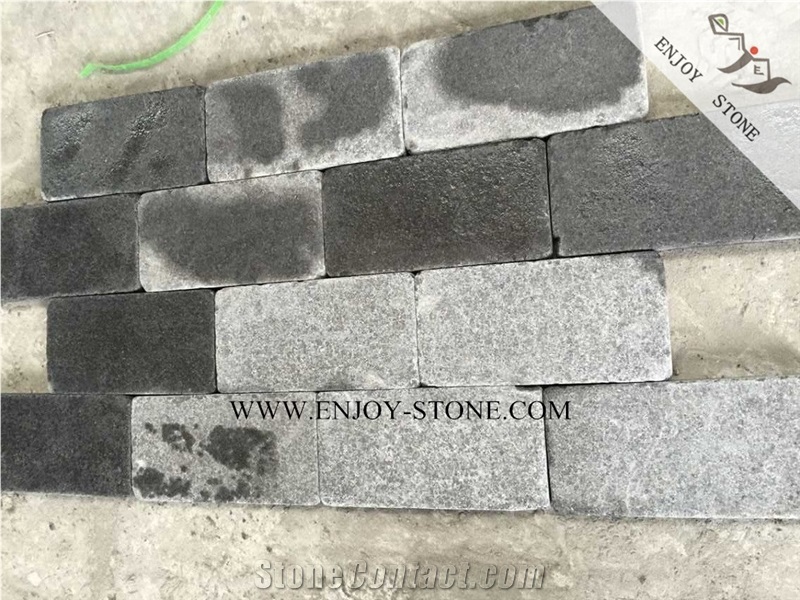 G684 China Black Basalt,Black Pearl,Fuding Black Flamed and Tumbled Pavers,Cube Stone,Floor Covering,Paving Sets