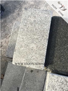 G684 China Black Basalt Cobble Stone,Black Pearl Flamed+Tumbled Paving Sets,Terrace Floor,Exterior Pattern,Landscaping Decoration