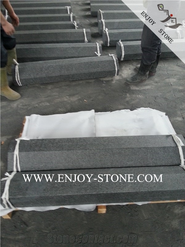 G684 China Black Basalt,Fuding Black Pearl Flamed Kerbstone,Road Side Curbstone,Black Basalt Kerbs
