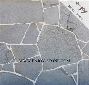 Grey Bluestone Random Crazy Pavers,Fujian Andesite Sawn Cut/Machine Cut and Sides Natural Split Cobble Stone, Irregular Exterior Pattern,Landscaping Paving Sets