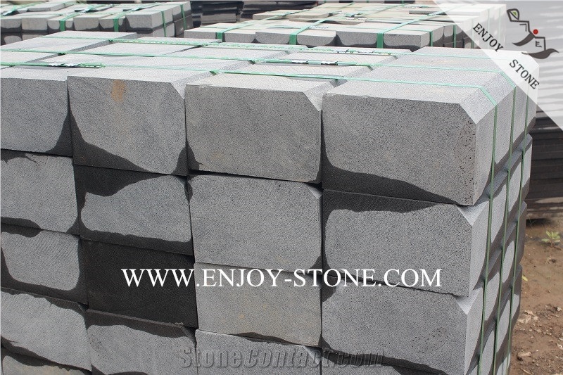 Hainan Black Basalt Kerbstone,Hn Black Basalto Curbs,Road Side Stone,Curbstone in Machine Cut/Sawn Cut for Road, Bevel Edge Curbs