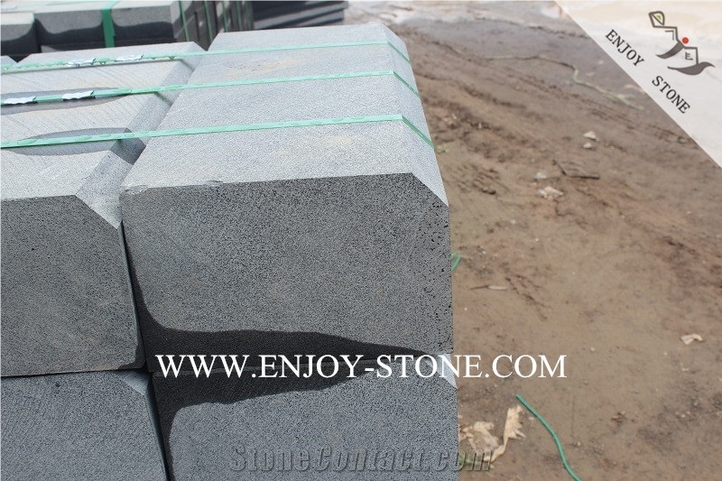 Hainan Black Basalt Kerbstone,Hn Black Basalto Curbs,Road Side Stone,Curbstone in Machine Cut/Sawn Cut for Road, Bevel Edge Curbs
