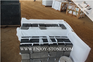 Hainan Black Basalt Kerbstone,Honed and One Long Side Beveled Road Side Stone,China Black Basalto Curbstone