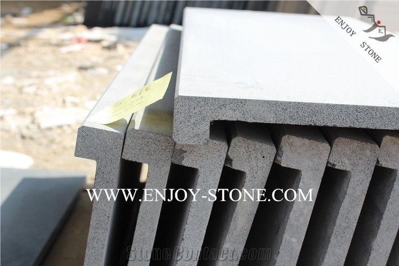 Hainan Black Bluestone Rebated Square Edge Coping,Sawn Cut/Machine Cut Dropface Swimming Pool Decks