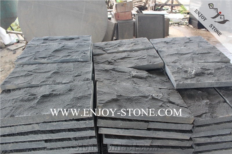 Hainan Black Bluestone with Catpaws/Wall Cladding Stone, Mushroom/Natural Split Surface Hn Basalto