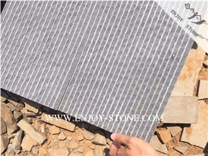 Half-Planed/Grooved and Split Finish Grey Basalto/Basaltina/Basalt/Inca Grey/Andesite Stone Tiles&Slabs,Lava Stone Tiles,Basalt French Pattern