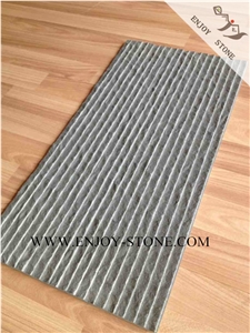 Half Planed Surface Fujian Grey Basalt,Grooved and Natural Split Finish Basaltina Tiles&Slabs,Exterior&Interior Wall Decoration,China Andesite Floor Tiles