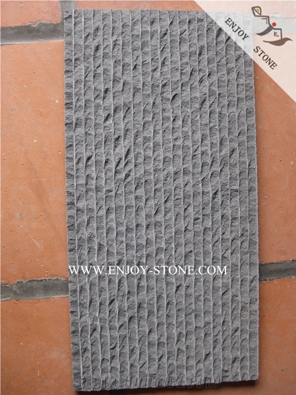 Half Planed Surface Fujian Grey Basalt,Grooved and Natural Split Finish Basaltina Tiles&Slabs,Exterior&Interior Wall Decoration,China Andesite Floor Tiles