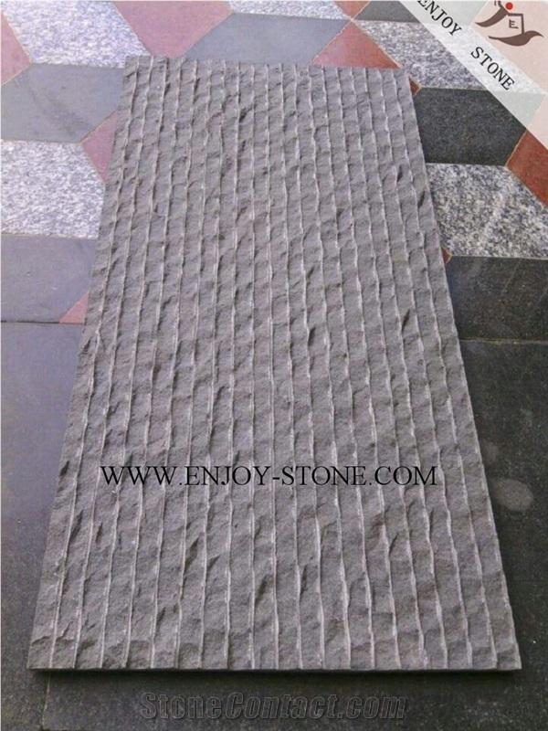 Half Planed Surface Fujian Grey Basalt,Grooved and Natural Split Finish Basaltina Tiles&Slabs,Exterior&Interior Wall Decoration,China Andesite Floor Tiles