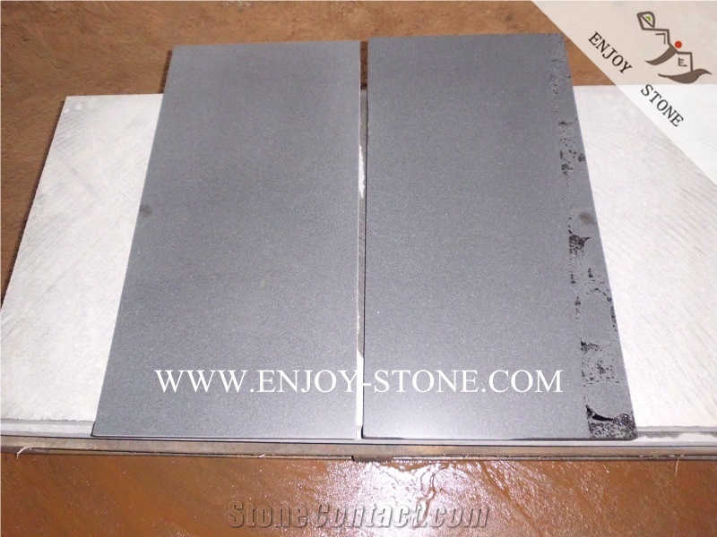 Honed/Filled Finish Dark Bluestone with Cats Paws,Hainan Black Bluestone Wall Tiles,China Andesite Stone Floor Tiles,Hn Black Basalt with Honeycombs,Cut to Sizes